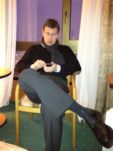 Thorsten im Hotelzimmer in Moskau